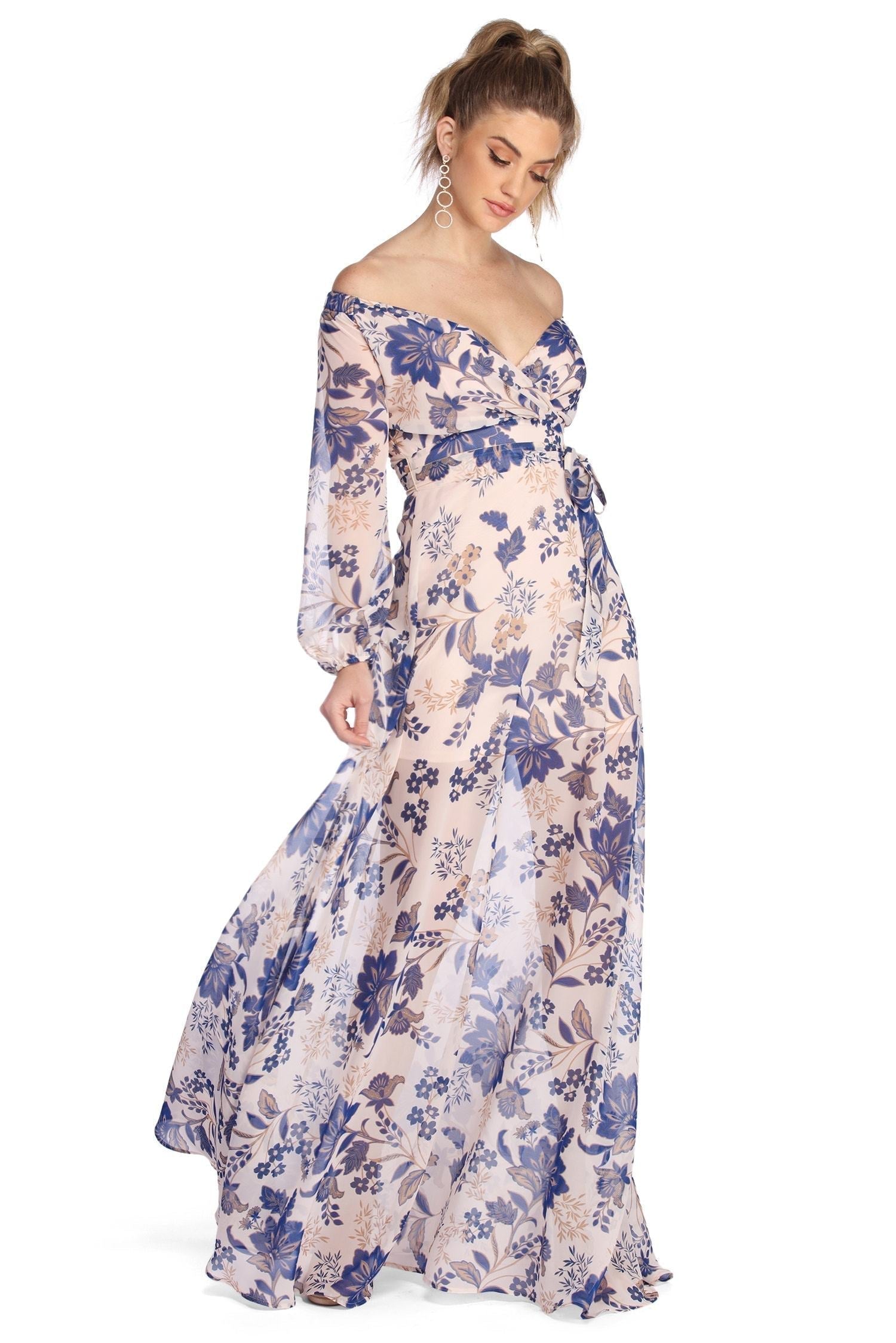 Britt Wrap Formal Floral Dress Sai Feel