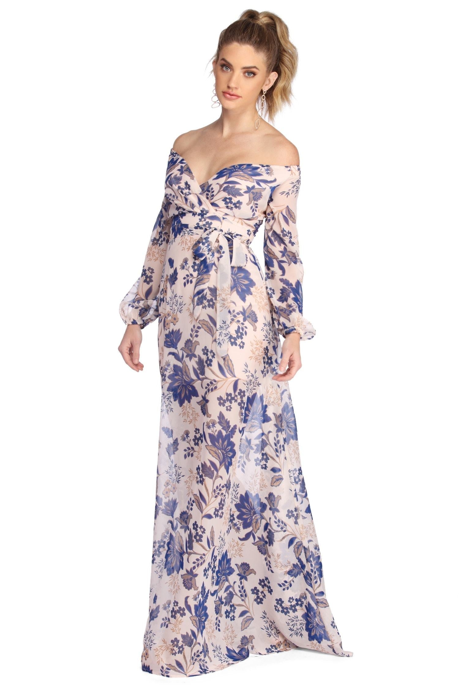 Britt Wrap Formal Floral Dress Sai Feel