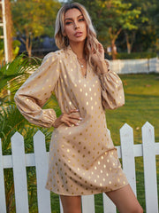 Bronzing Dots Print Shirt Dress Sai Feel