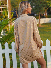 Bronzing Dots Print Shirt Dress Sai Feel