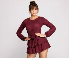 Brushed Knit Double Layered Romper Sai Feel