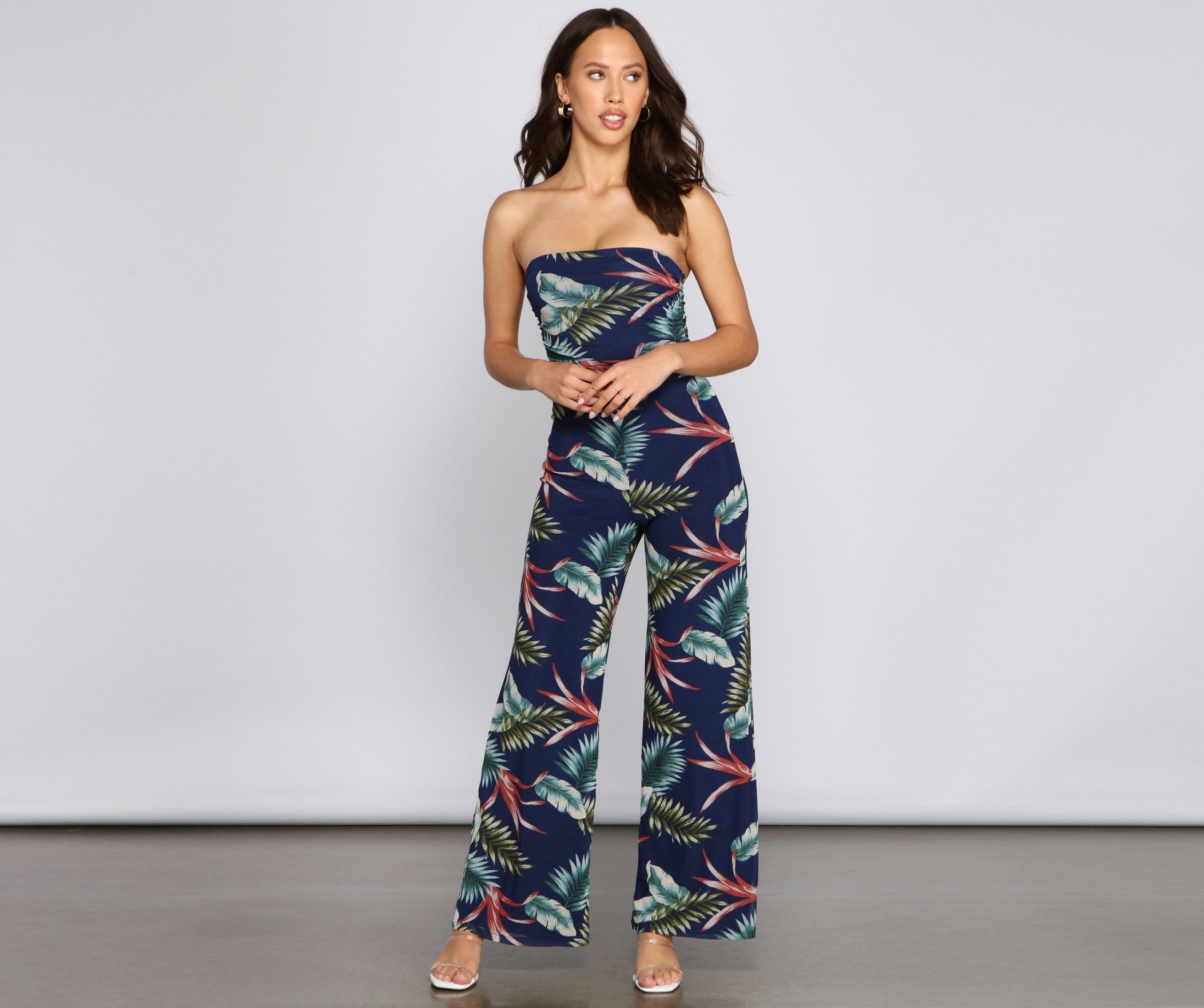 Budding Romance Strapless Floral Jumpsuit Sai Feel