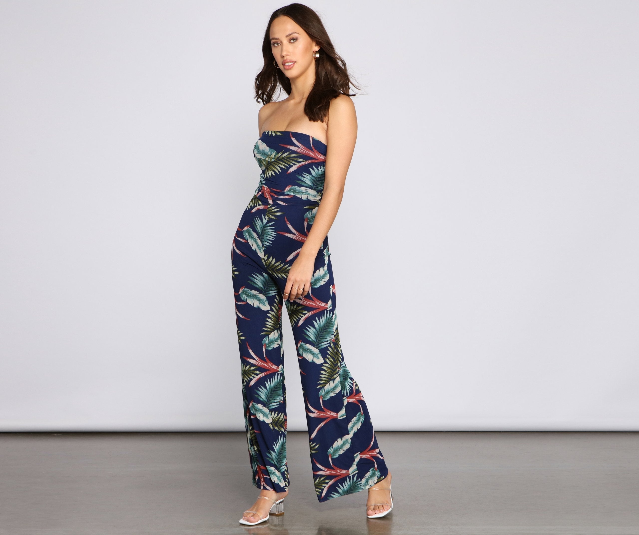 Budding Romance Strapless Floral Jumpsuit Sai Feel