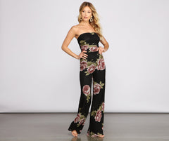 Budding Romance Strapless Floral Jumpsuit Sai Feel