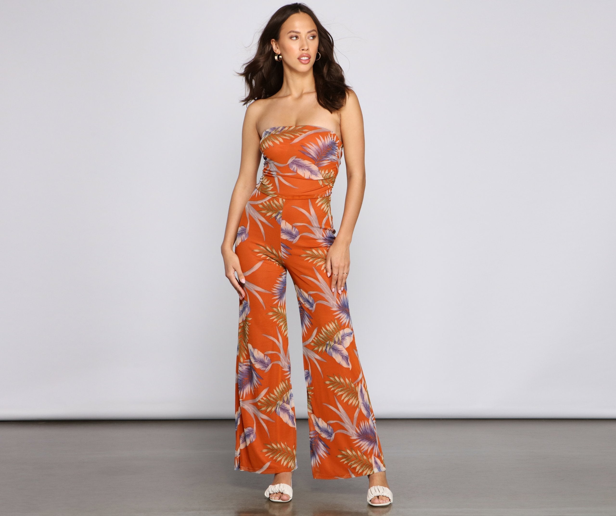 Budding Romance Strapless Floral Jumpsuit Sai Feel