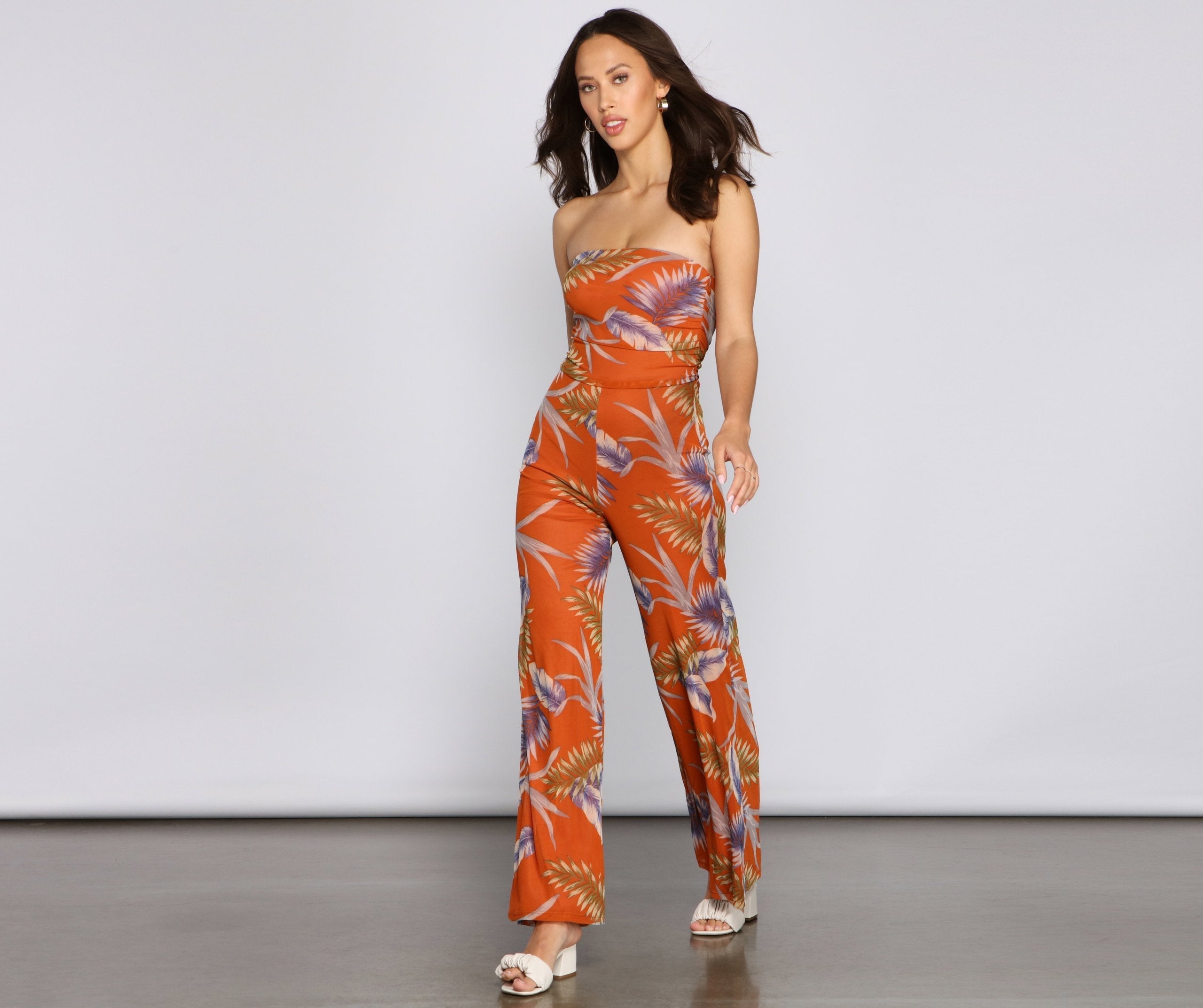 Budding Romance Strapless Floral Jumpsuit Sai Feel