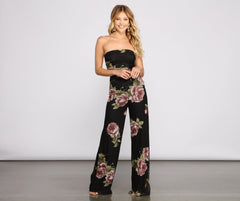 Budding Romance Strapless Floral Jumpsuit Sai Feel