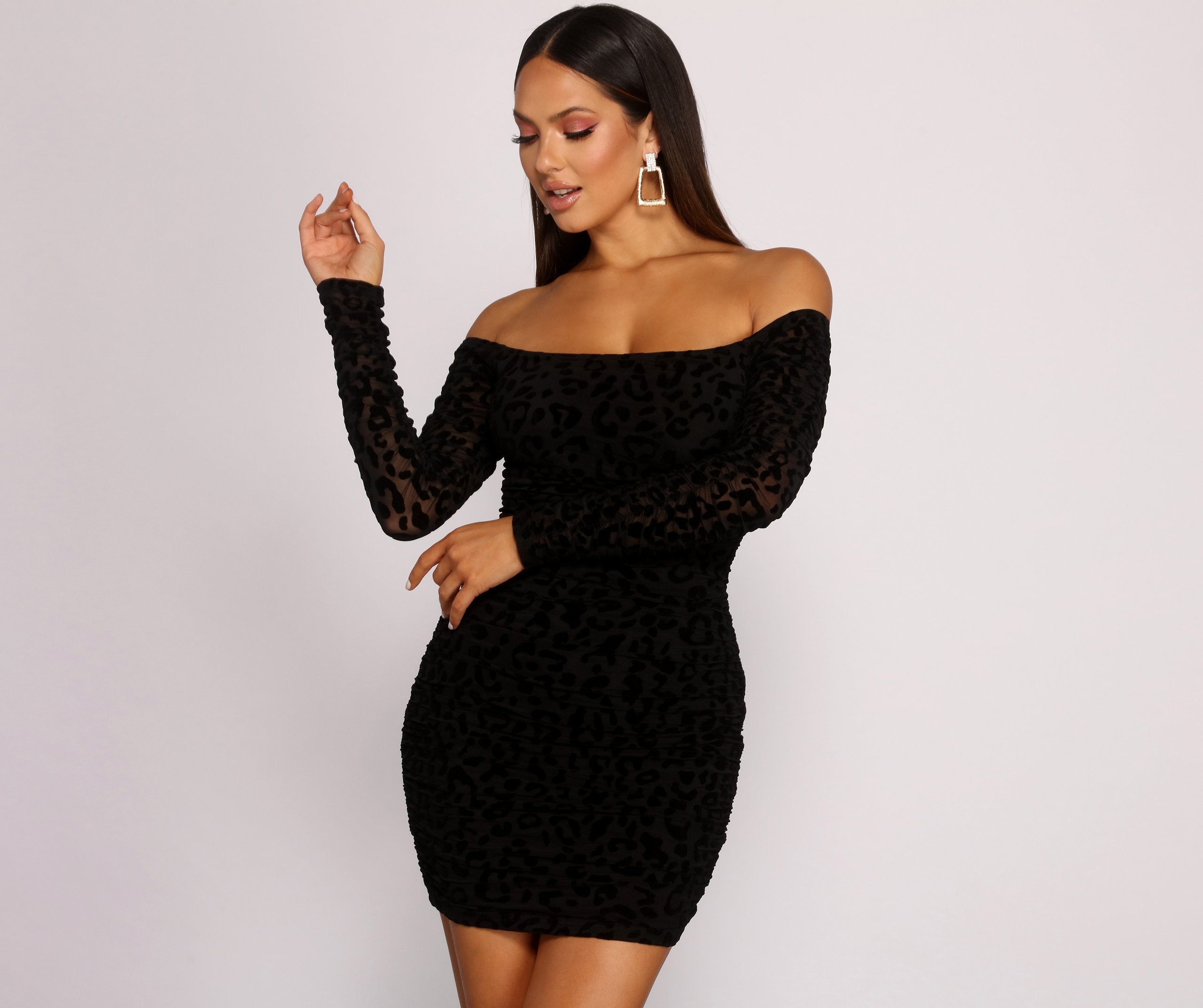 Burnout Mesh Leopard Print Mini Dress Sai Feel