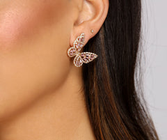 Butterfly Beauty Rhinestone Stud Earrings Sai Feel