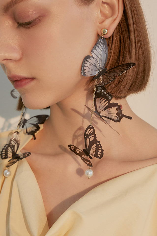 Butterfly Pendant Long Earrings Sai Feel