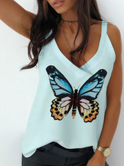 Butterfly Print V-Neck Camisole Sai Feel