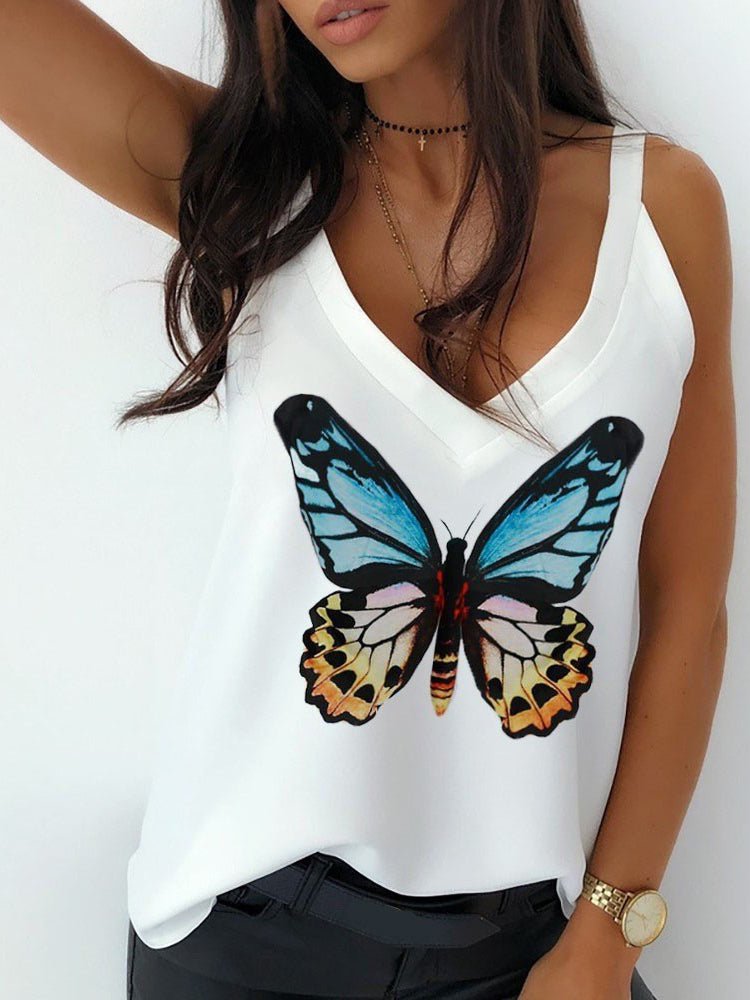 Butterfly Print V-Neck Camisole Sai Feel