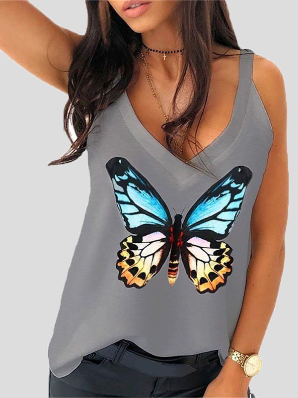 Butterfly Print V-Neck Camisole Sai Feel