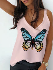 Butterfly Print V-Neck Camisole Sai Feel