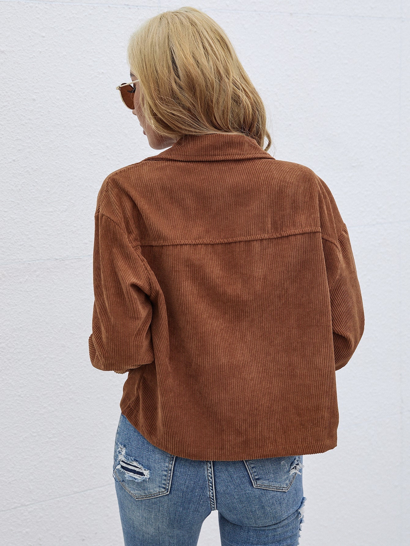 Button Front Corduroy Coat Sai Feel