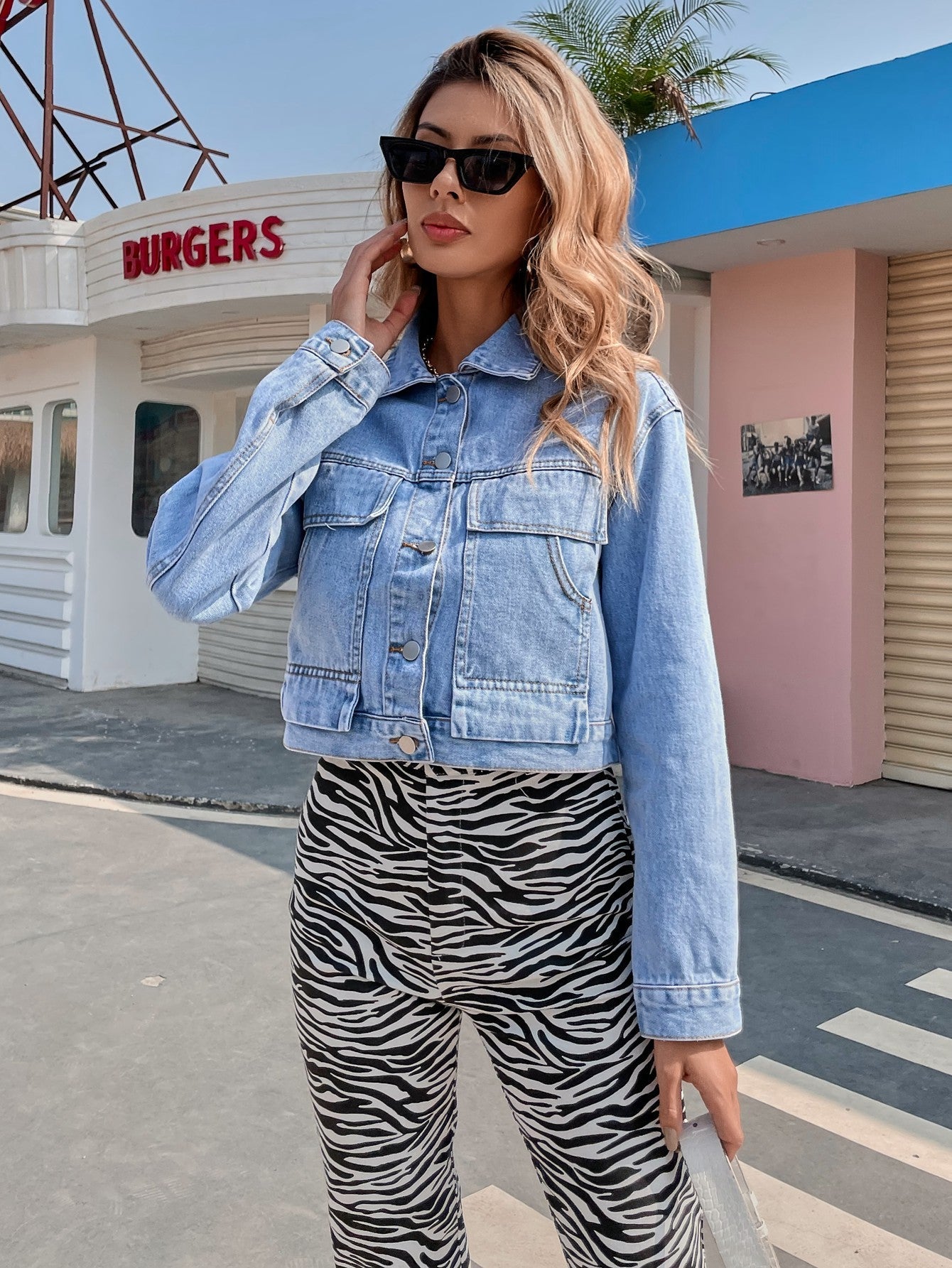 Button Up Crop Denim Jacket Sai Feel