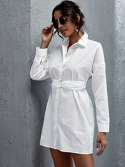 Button Up Shirt Dress With O-Ring Belt Sai Feel