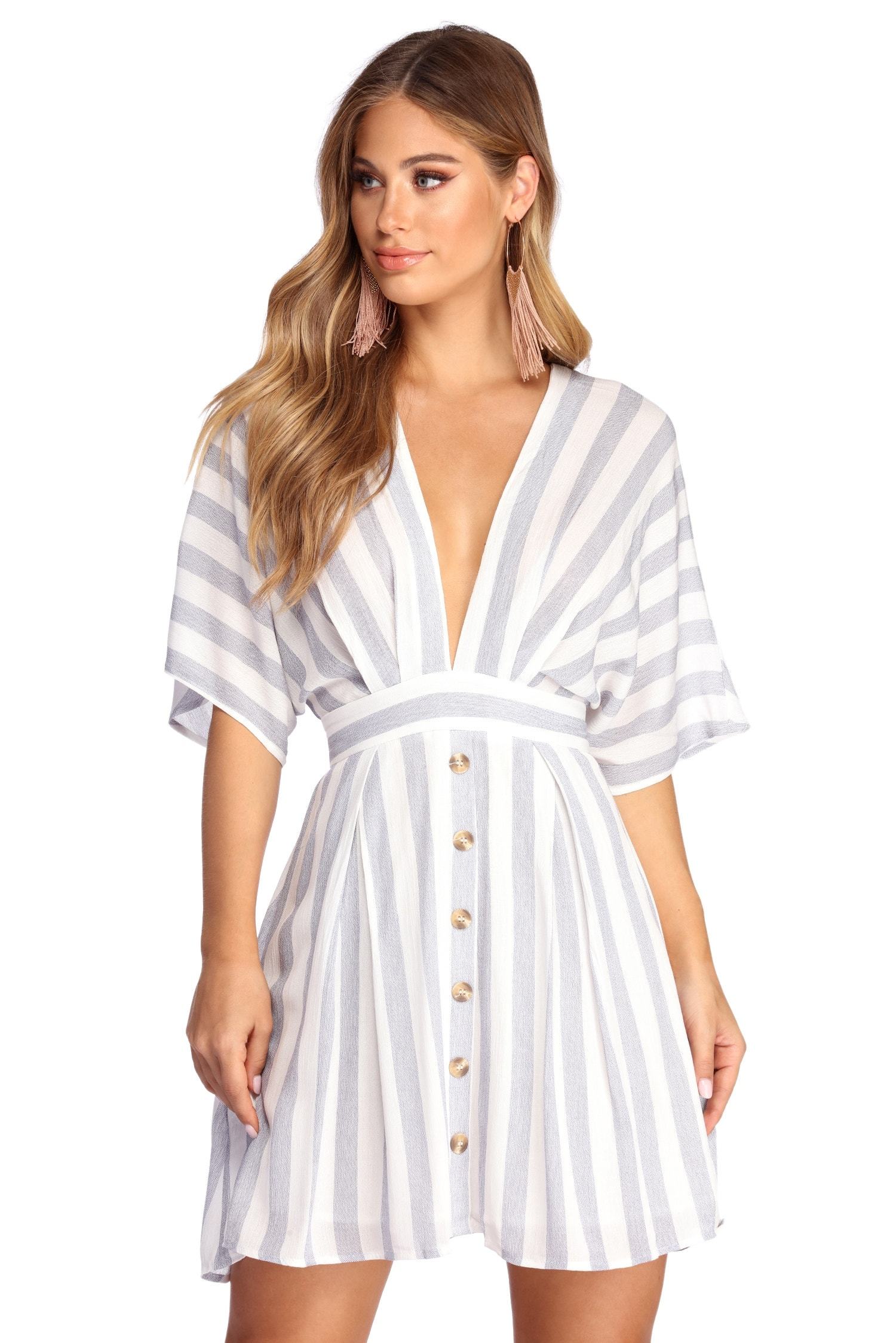 Buttoned Up In Stripes Dress Sai Feel