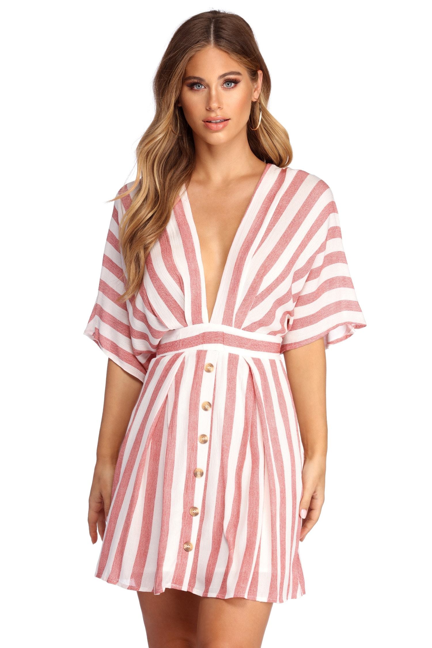 Buttoned Up In Stripes Dress Sai Feel