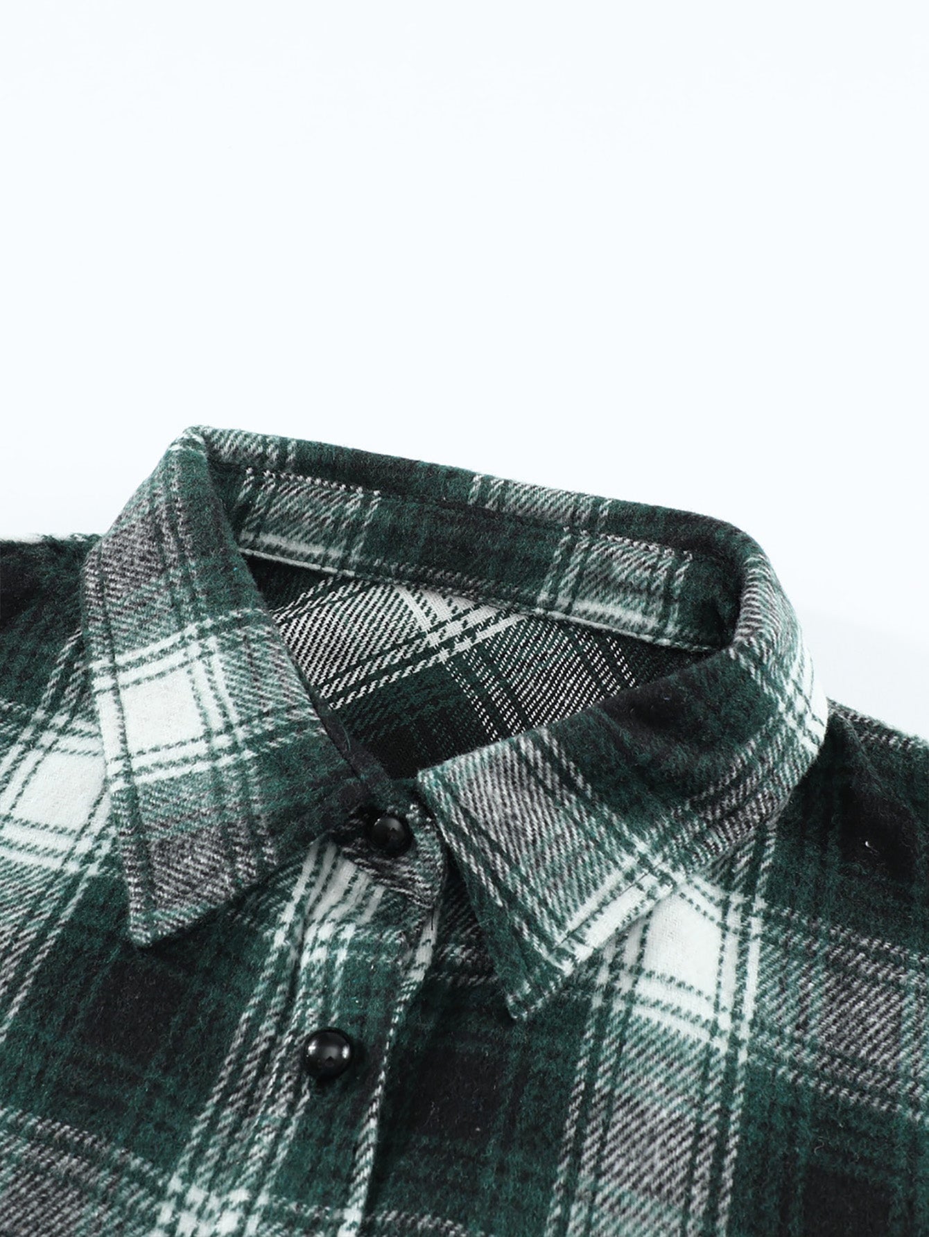 Buttons Pocketed Plaid Shacket Sai Feel