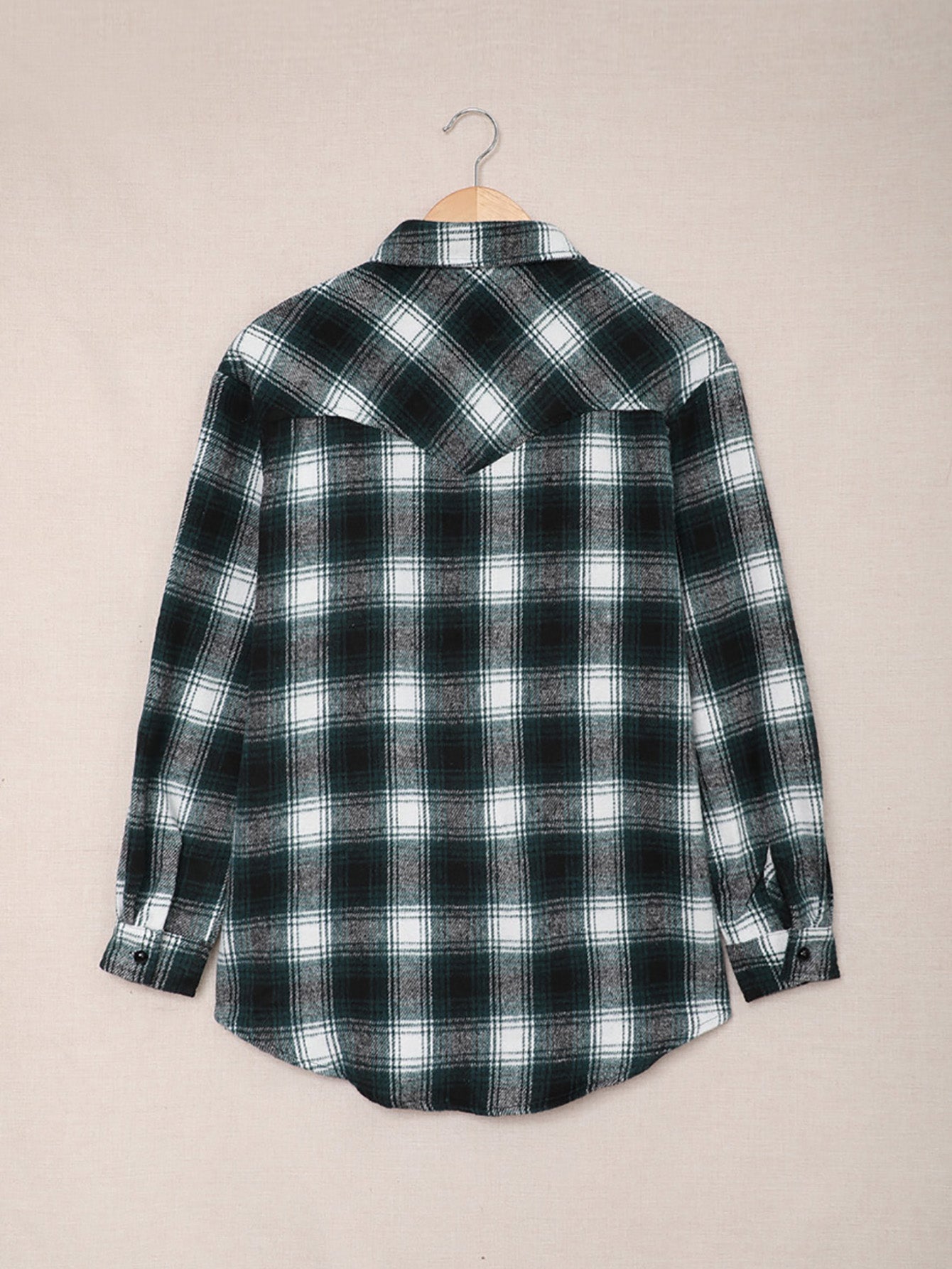 Buttons Pocketed Plaid Shacket Sai Feel