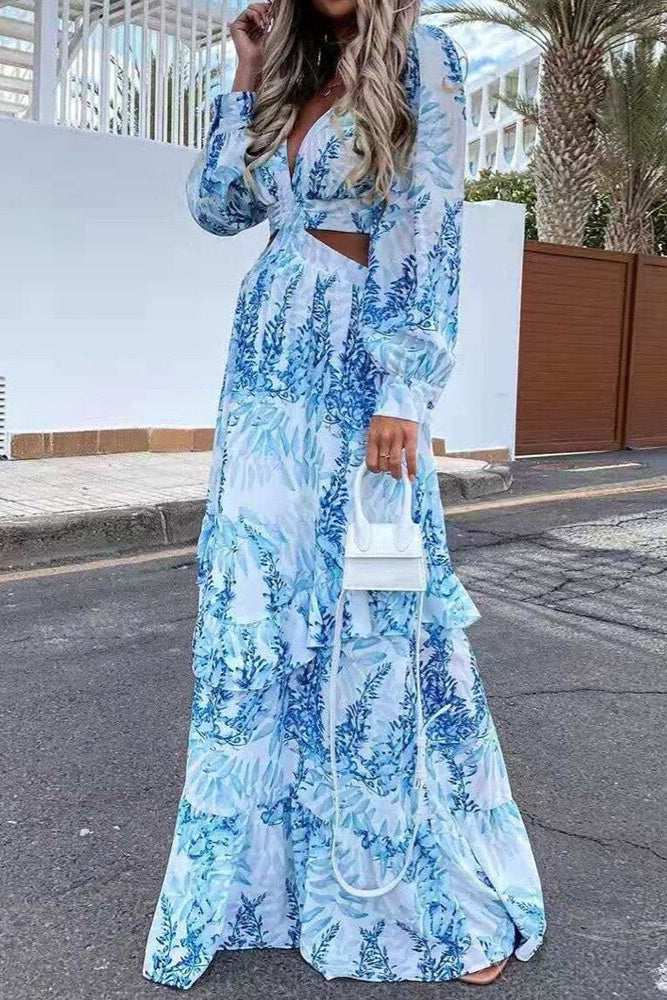 CB Long Sleeve Cutout Maxi Dress Sai Feel