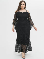 COLD SHOULDER PLUS SIZE LACE DRESS Sai Feel