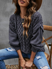 Cable Knit Drop Shoulder Sweater Sai Feel