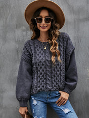 Cable Knit Drop Shoulder Sweater Sai Feel