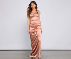 Calista Formal High Slit Halter Dress Sai Feel