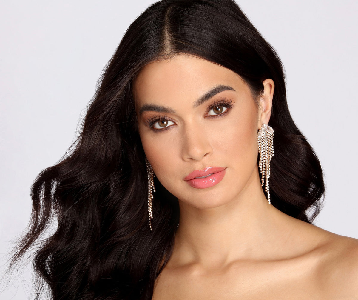 Call It Like It Is Rhinestone Fringe Earrings Sai Feel