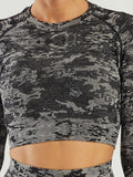 Camouflage Seamless Crop Sports Top with Thumb Hole Sai Feel