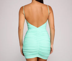 Can't Live Without Glam Ruched Mini Dress Sai Feel