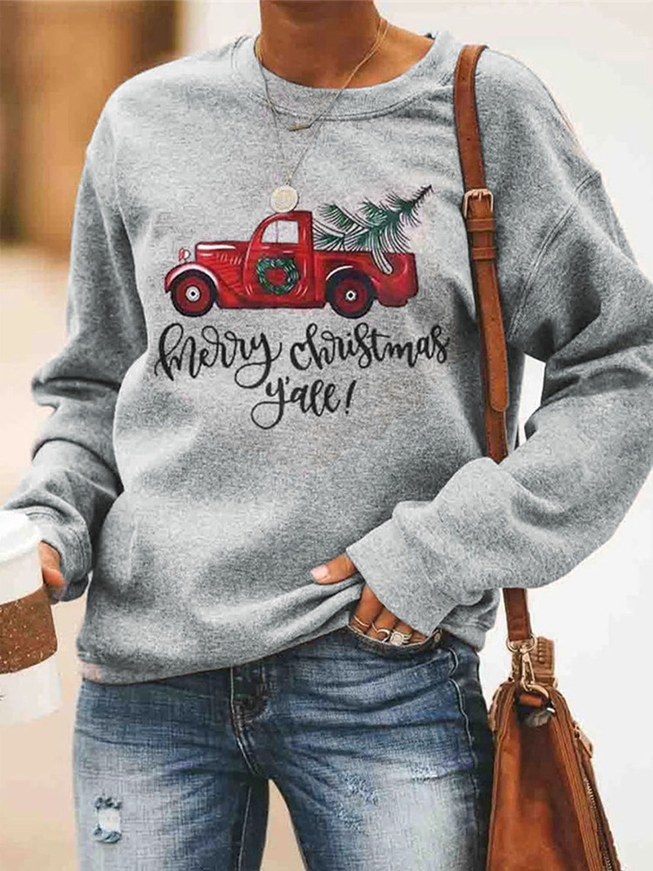 Cartoon Pattern Long Sleeve Crew Neck Top Sai Feel