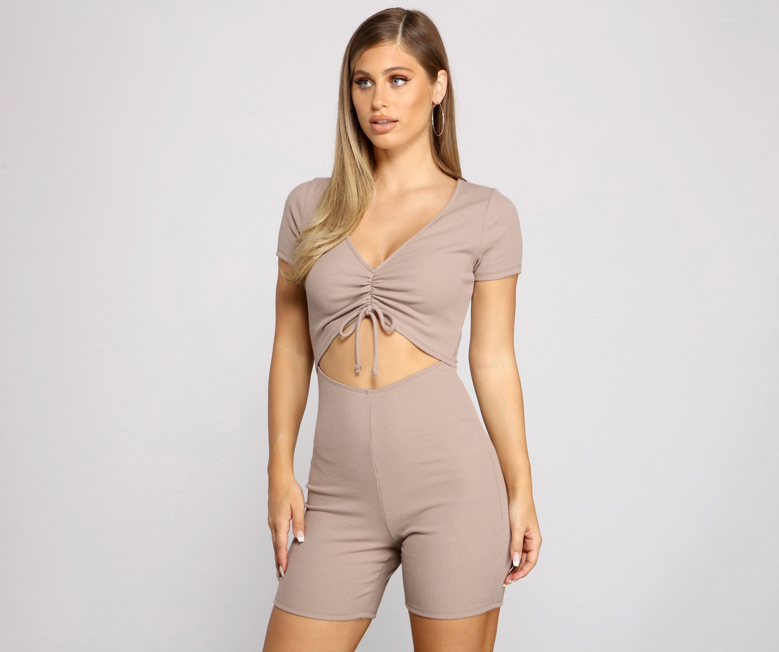 Casual And Chic Ruched Biker Romper Sai Feel