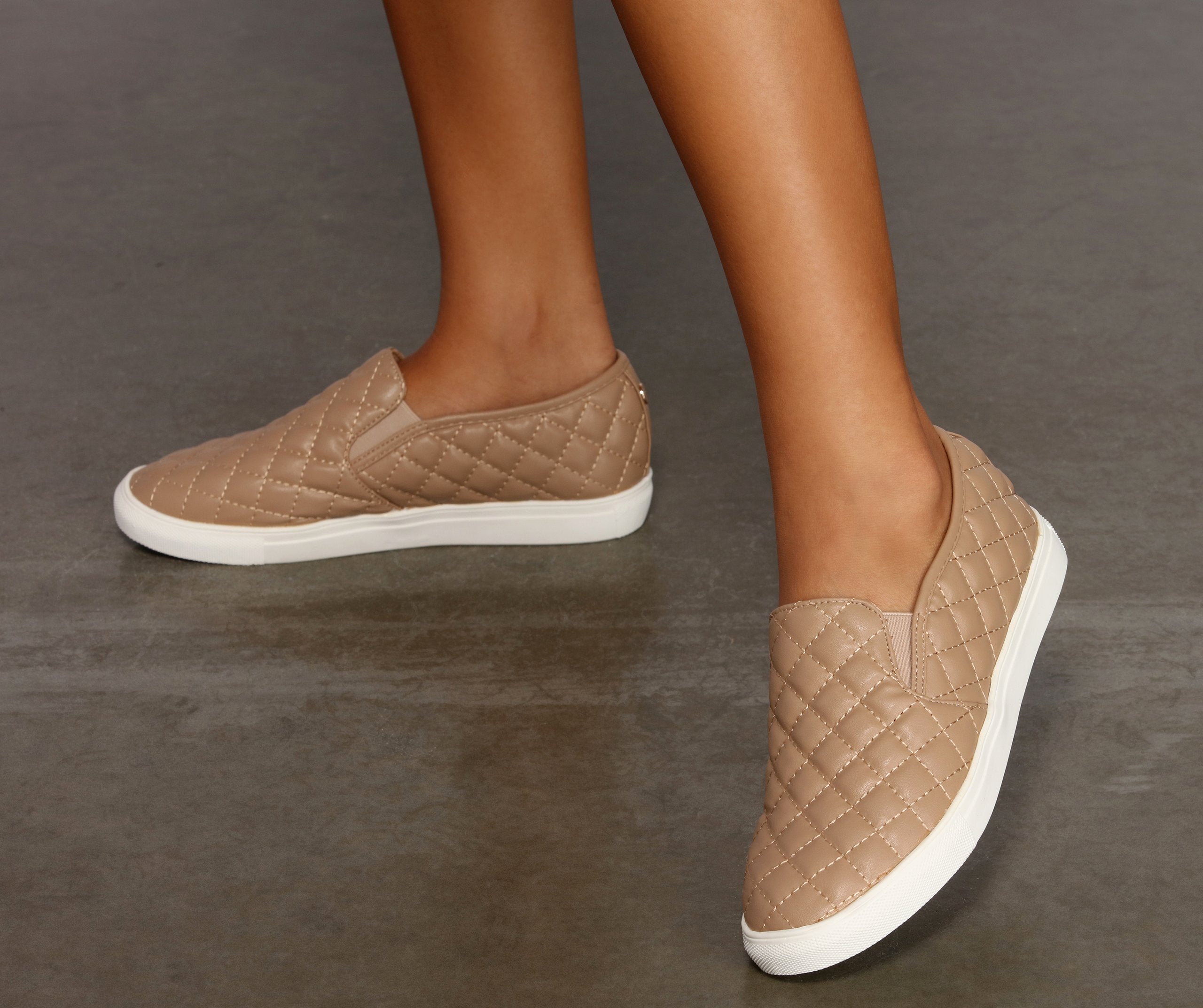 Casual Chic Quilted Faux Leather Sneakers Sai Feel