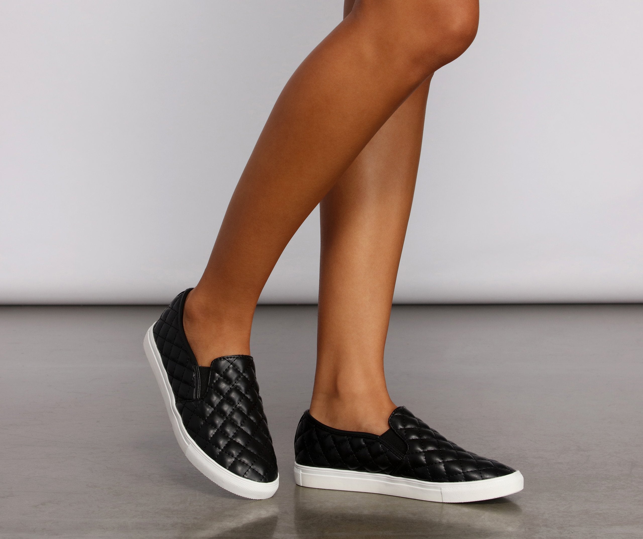 Casual Chic Quilted Faux Leather Sneakers Sai Feel