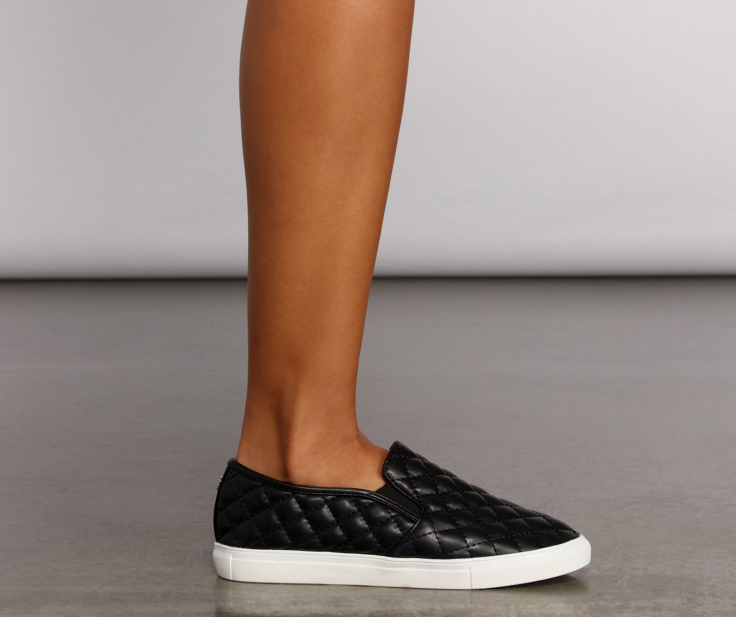 Casual Chic Quilted Faux Leather Sneakers Sai Feel