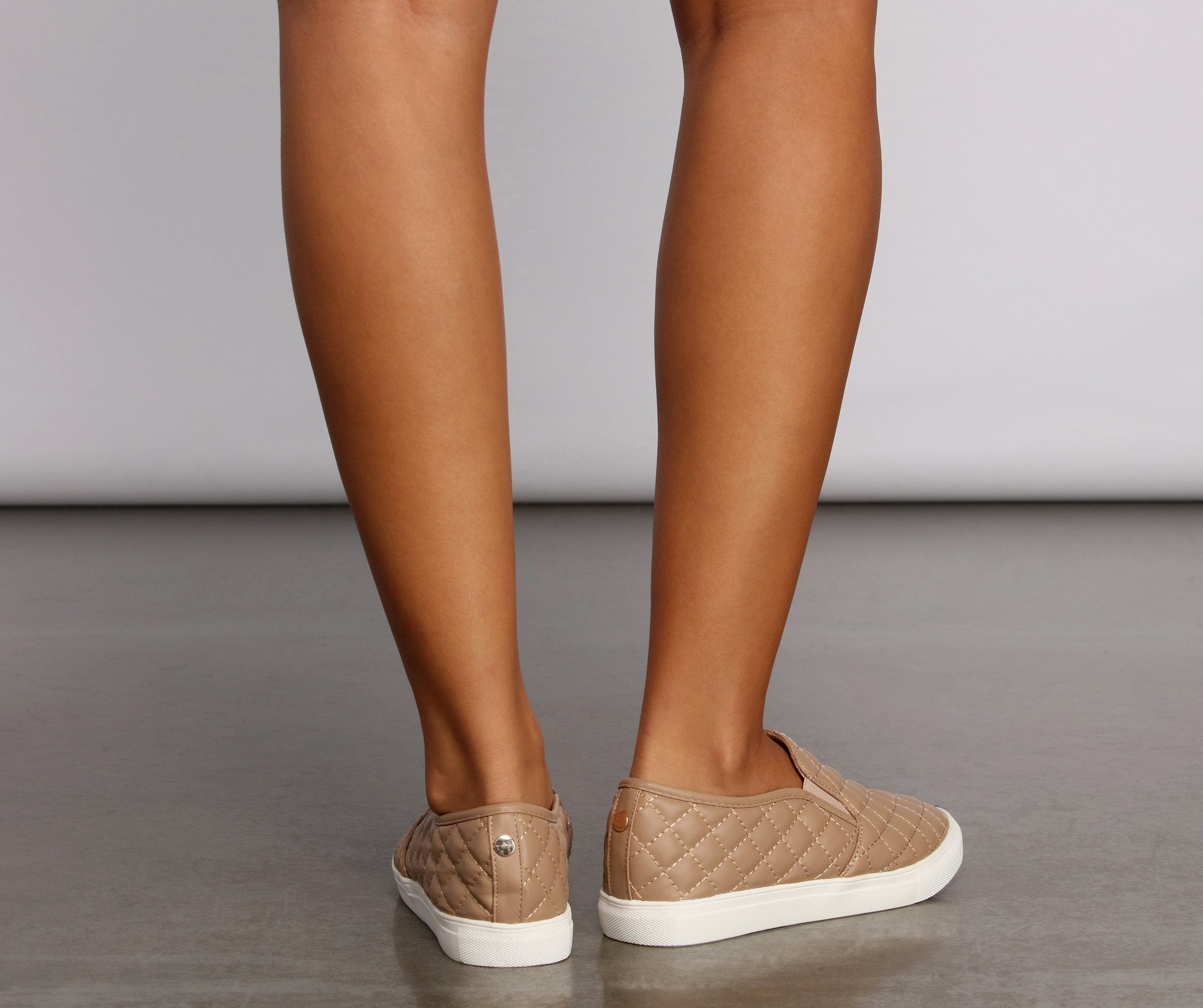 Casual Chic Quilted Faux Leather Sneakers Sai Feel