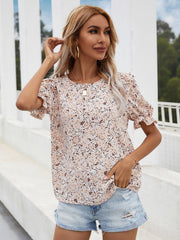 Casual Floral Short-sleeved Top Blouse Sai Feel