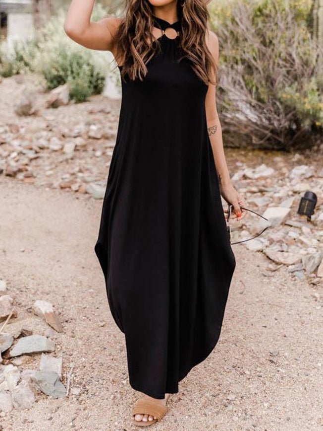 Casual Halterneck Off-Shoulder Pocket Dress Sai Feel