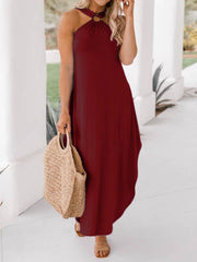 Casual Halterneck Off-Shoulder Pocket Dress Sai Feel