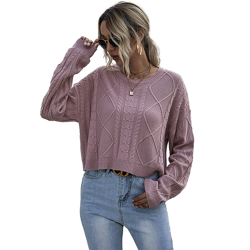 Casual Long Sleeve Women Sweater Long Sleeve Solid Loose Knitted Pullover Tops Winter Bottoming Tops Sai Feel