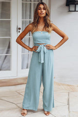 Casual Loose Strapless Belted Jumpsuit Sai Feel