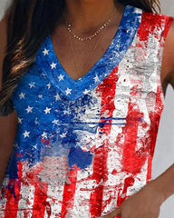 Casual Pentagram Print V-Neck Sleeveless Tank Top Sai Feel