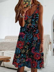 Casual Print Sling Sleeveless Dress Sai Feel