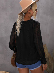 Casual Solid Color Shirt Dot Blouse Top Sai Feel