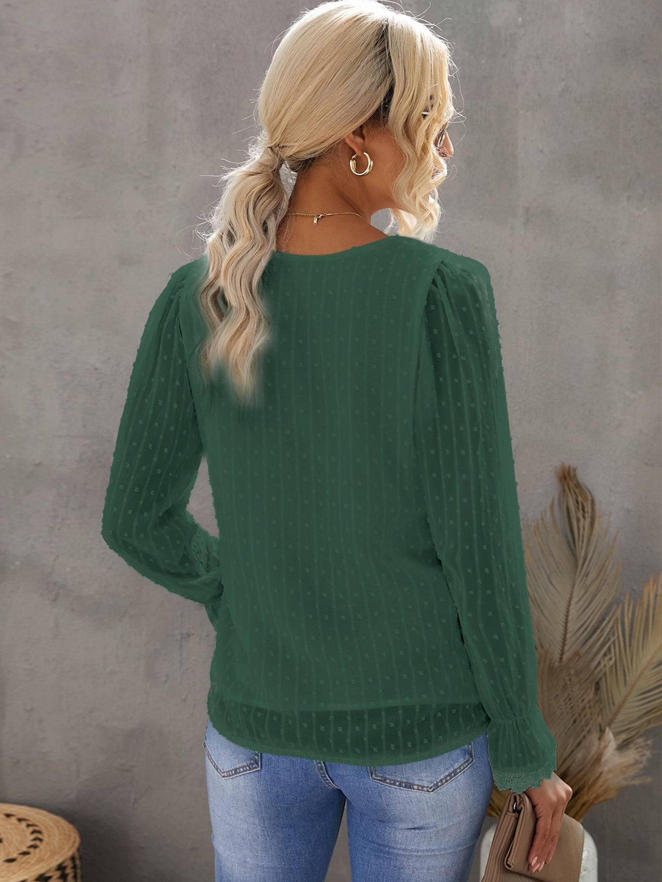 Casual Solid Color Shirt Dot Blouse Top Sai Feel