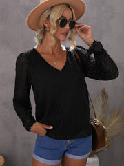 Casual Solid Color Shirt Dot Blouse Top Sai Feel