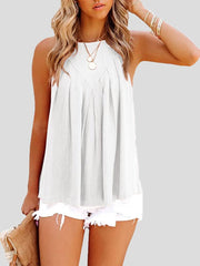 Casual Solid Halter Sleeveless Tank Top Sai Feel